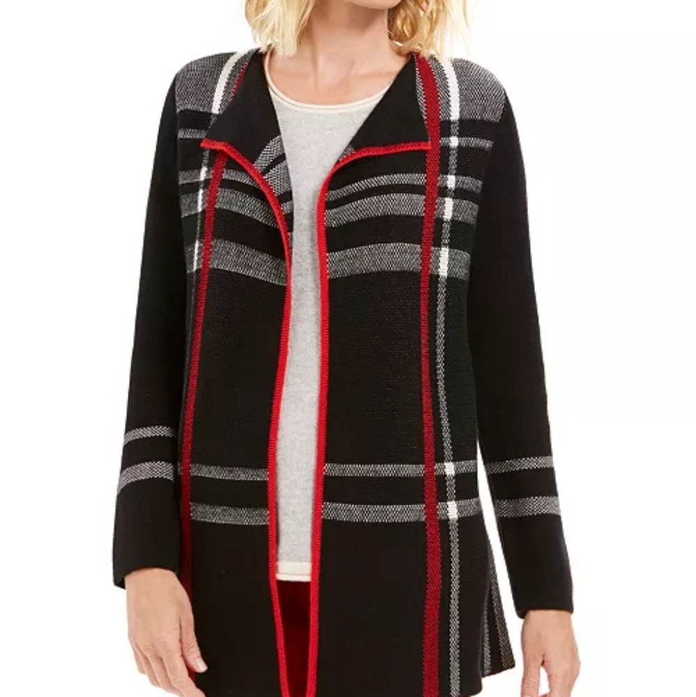 Charter Club Womens Striped Open-Front  Cardigan M P